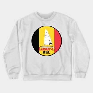 laser class sailboat on flag Belgium Crewneck Sweatshirt